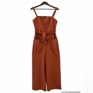 Elegant Rust Jumpsuit with Belted Waist